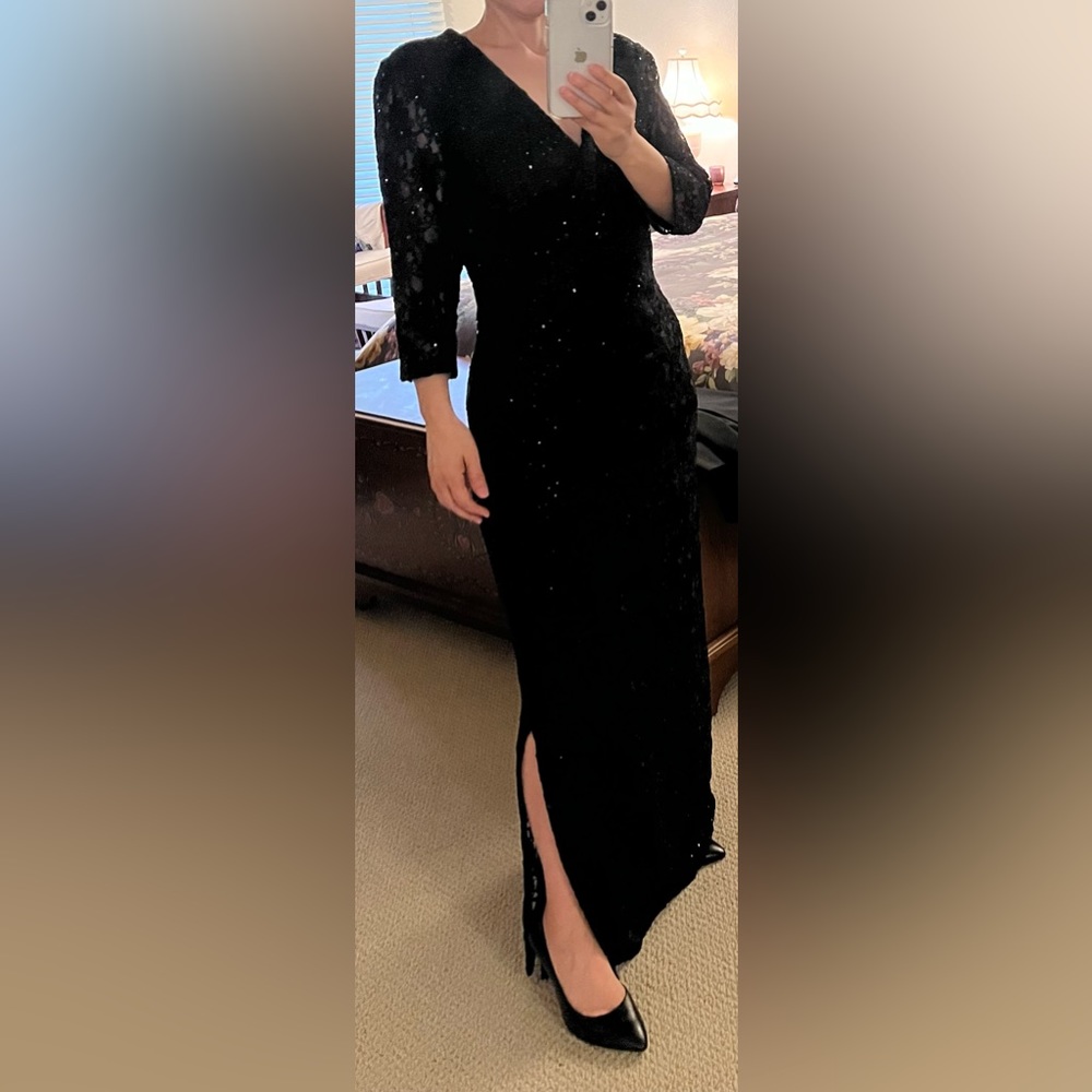 Long, lace & sequin sheath gown - size 10